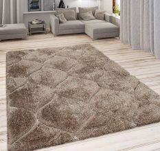 Modern Brown Geometric Dining Rug